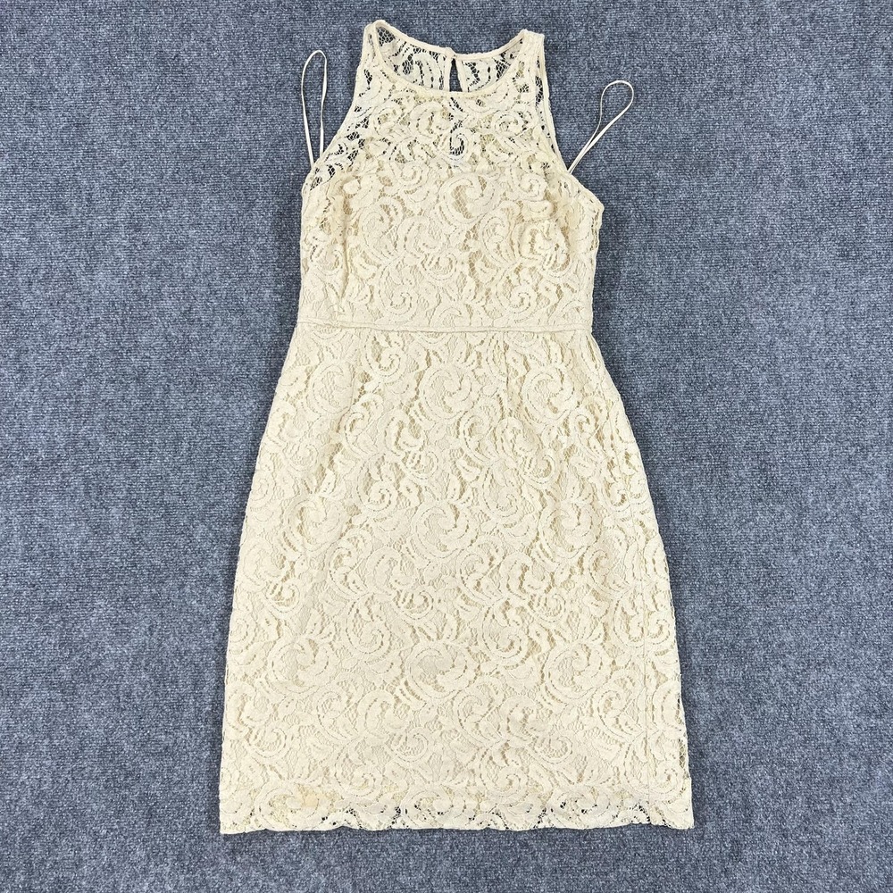 J Crew Dress Womens‎ 6 White White Lace Sheath Knee Length Cocktail Wedding